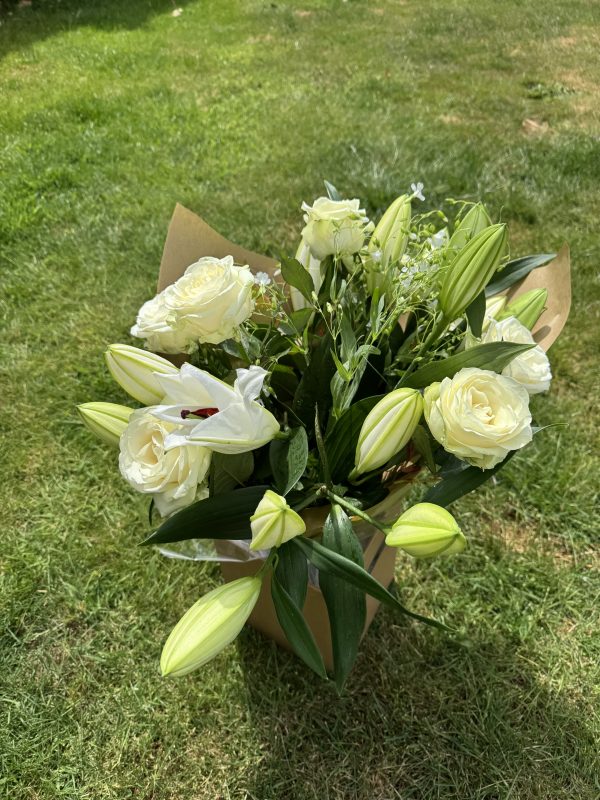Lily and rose hand tied bouquet - New Forest